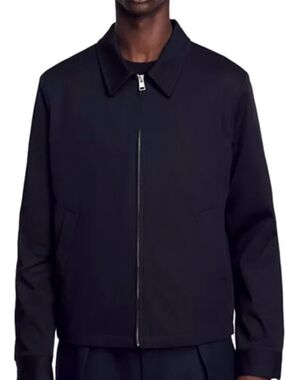 Sandro Men’s Navy Lightweight Zip Shirt Jacket